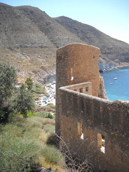 Старинный Исторический Замок Горах Моря — стоковое фото