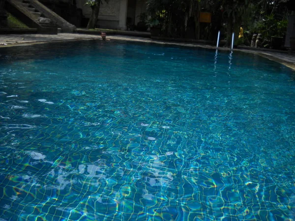 Resort Pool Tropisk Trädgård Ubud Bali Indonesien September 2012 — Stockfoto