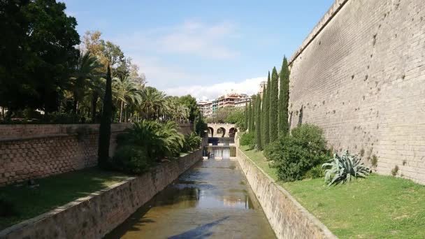 Râul Riera Orașul Palma Palma Mallorca Spania — Videoclip de stoc