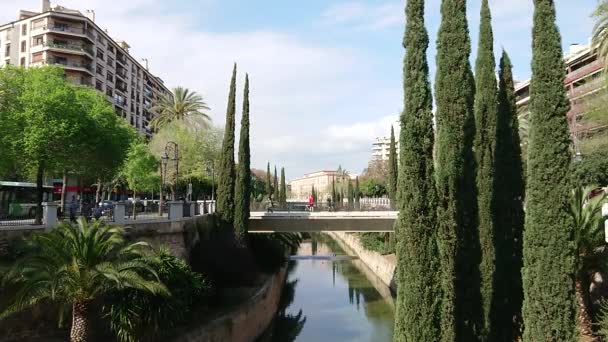Река Риера Городе Пальма Пальма Майорка Испания — стоковое видео