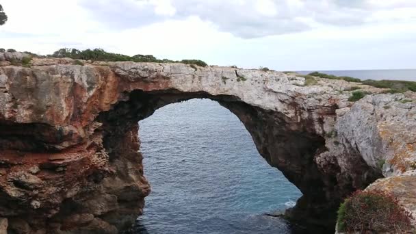 Natural Stone Bridge Mallorca Island Spain — Stock Video