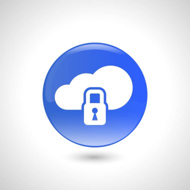kilit basit simgesi, vektör illüstrasyon ile bulut