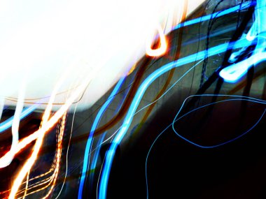 Işık efektleri. Neon parıltısı. Şenlik dekorasyonu. Bulanık arkaplan. Renkli desen.