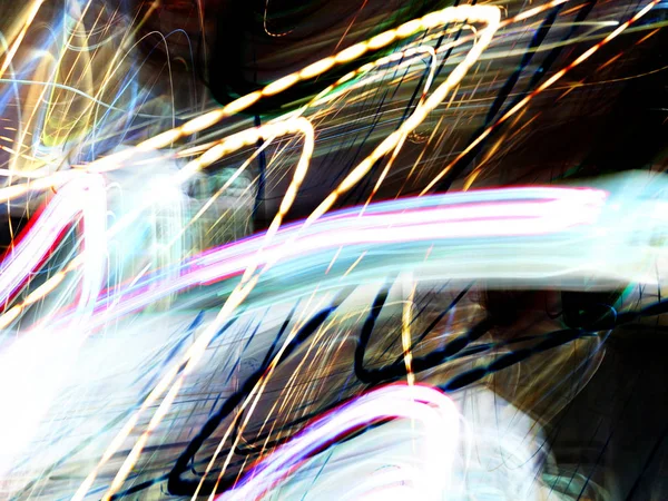 Efekty Świetlne Neonowy Blask Świąteczna Dekoracja Abstrakcyjne Niewyraźne Tło Kolorowy — Zdjęcie stockowe