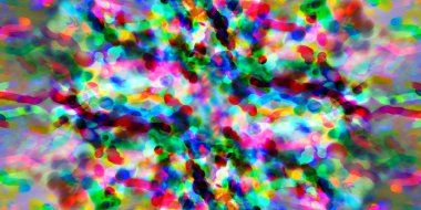 Simetri ve yansıma. Işık efektleri. Neon parıltısı. Soyut bulanık arka plan. Renkli desen. Doku.