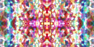 Simetri ve yansıma. Işık efektleri. Neon parıltısı. Soyut bulanık arka plan. Renkli desen. Doku.