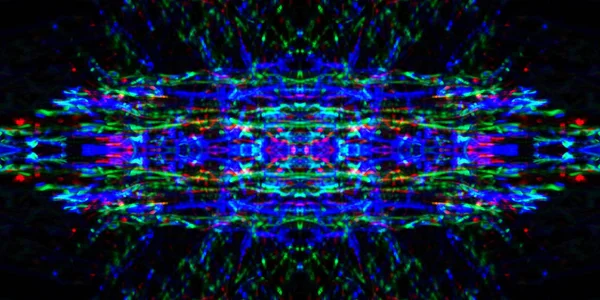 Symmetrie Reflectie Lichteffecten Neon Gloed Abstracte Onscherpe Achtergrond Kleurrijke Patroon — Stockfoto