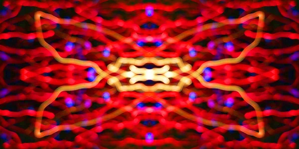 Symmetrie Reflectie Lichteffecten Neon Gloed Abstracte Onscherpe Achtergrond Kleurrijke Patroon — Stockfoto