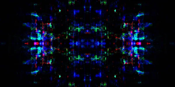 Symmetrie Reflectie Lichteffecten Neon Gloed Abstracte Onscherpe Achtergrond Kleurrijke Patroon — Stockfoto