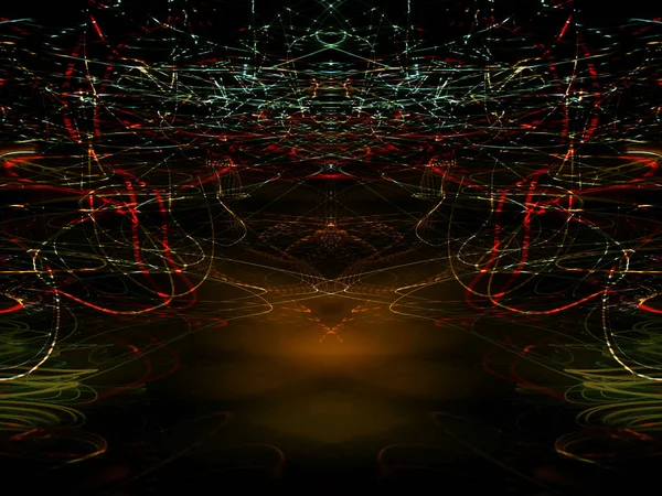 Simetria Reflexão Efeitos Luz Brilho Néon Fundo Embaçado Abstrato Padrão — Fotografia de Stock