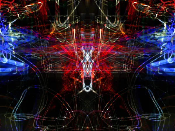 Symmetrie Reflectie Lichteffecten Neon Gloed Abstracte Onscherpe Achtergrond Kleurrijke Patroon — Stockfoto