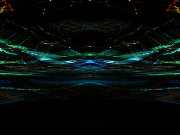 对称和反射 灯光效果 霓虹灯发光 抽象模糊背景 五颜六色的图案 — 图库照片
