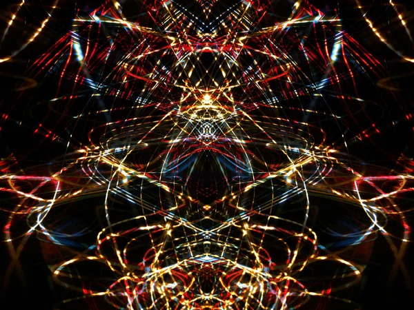 Symmetrie Reflectie Lichteffecten Neon Gloed Abstracte Onscherpe Achtergrond Kleurrijke Patroon — Stockfoto