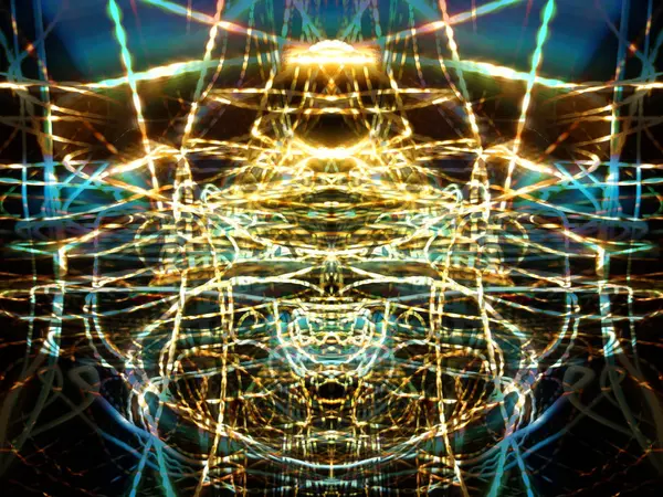 Szimmetria Elmélkedés Fényhatások Neonfény Absztrakt Elmosódott Háttér Színpompás Mintázat — Stock Fotó