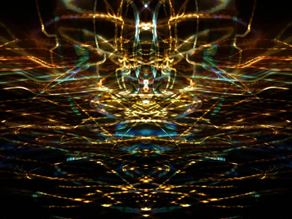 Symétrie Réflexion Effets Lumière Fluo Fluo Fond Flou Abstrait Modèle — Photo