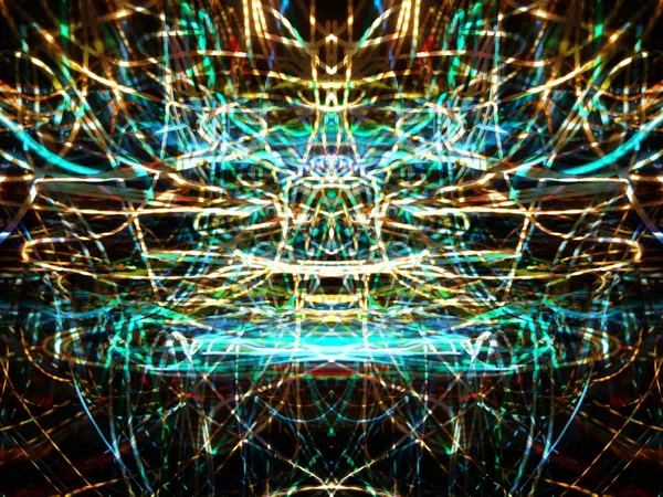 Symmetry Reflection Light Effects Neon Glow Abstract Blurred Background Colorful — Stock Photo, Image