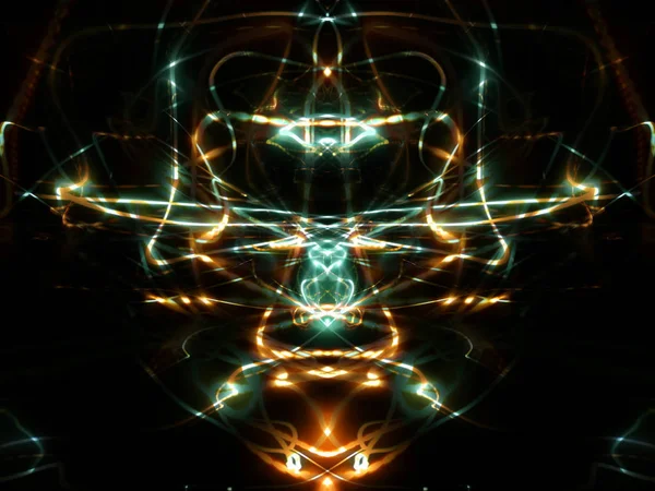Simmetria Riflessione Effetti Luce Bagliore Neon Astratto Sfondo Sfocato Modello — Foto Stock