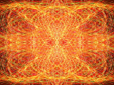 Simetri ve yansıma. Işık efektleri. Neon parıltısı. Soyut bulanık arka plan. Renkli desen.