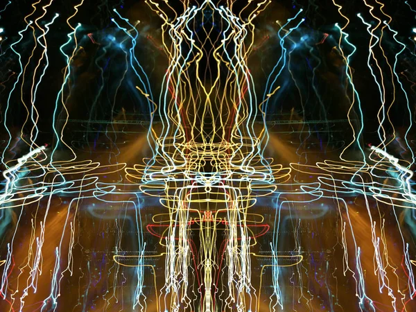 Симетрія Відображення Світлові Ефекти Неонове Сяйво Абстрактний Розмитий Фон Барвистий — стокове фото