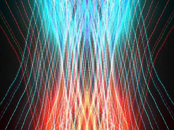 Symmetry and reflection. Light effects. Neon glow. Abstract blurred background. Colorful pattern.