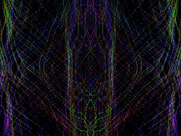 Symmetrie Und Reflexion Lichteffekte Neonlicht Abstrakter Verschwommener Hintergrund Buntes Muster — Stockfoto