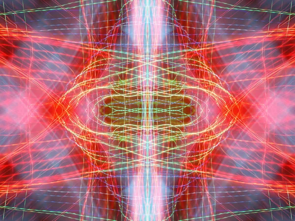 Simetri Yansıma Işık Efektleri Neon Parıltısı Soyut Bulanık Arka Plan — Stok fotoğraf