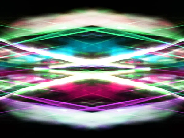 Symmetry Reflection Light Effects Neon Glow Abstract Blurred Background Colorful — Stock Photo, Image