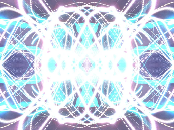 Symmetrie Reflectie Lichteffecten Neon Gloed Abstracte Onscherpe Achtergrond Kleurrijke Patroon — Stockfoto