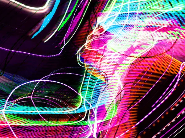 Light Painting Neon Glow Abstract Blurred Background Colorful Pattern — Stock Photo, Image