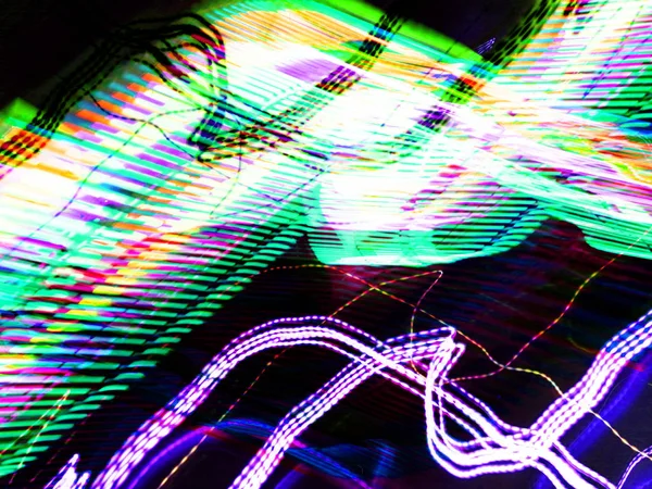 Lichtmalerei Neonlicht Abstrakter Verschwommener Hintergrund Buntes Muster — Stockfoto