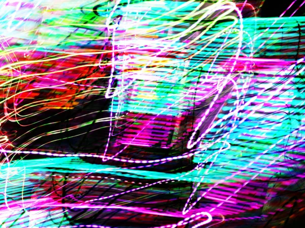 Light Painting Neon Glow Abstract Blurred Background Colorful Pattern — Stock Photo, Image