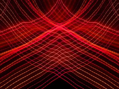 Simetri ve yansıma. Işık efektleri. Neon parıltısı. Şenlikli dekorasyon. Soyut bulanık arka plan. Parlayan doku. Parlayan desen.