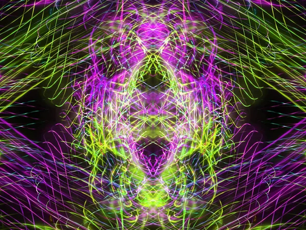 Symetria Odbicie Efekty Świetlne Blask Neon Świąteczna Dekoracja Streszczenie Niewyraźne — Zdjęcie stockowe