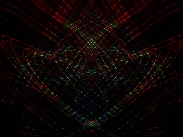 Symetrie Odraz Světelné Efekty Neonová Záře Sváteční Dekorace Abstraktní Rozmazané — Stock fotografie