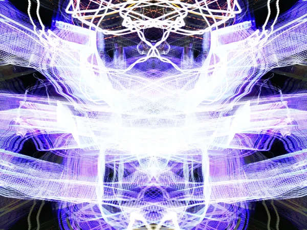 Symmetrie Und Reflexion Lichteffekte Neonlicht Festliche Dekoration Abstrakter Verschwommener Hintergrund — Stockfoto