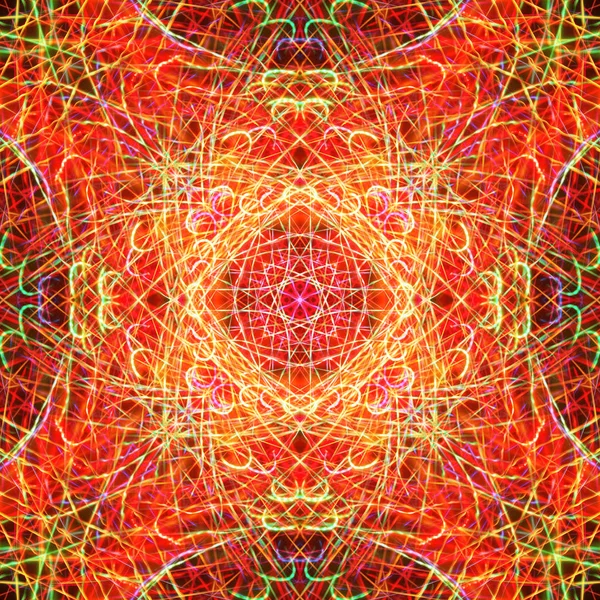 Symmetri Och Reflektion Ljuseffekter Neon Glöd Festlig Dekoration Abstrakt Suddig — Stockfoto