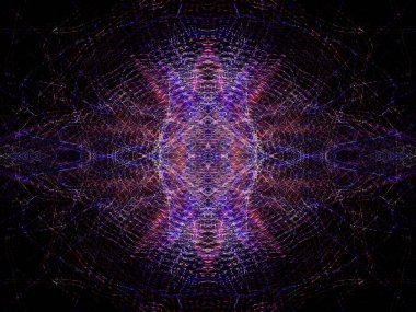 Işık efektleri. Neon parıltısı. Simetri ve yansıma. Şenlik dekorasyonu. Bulanık arkaplan. Parlak doku. Parlak desen.