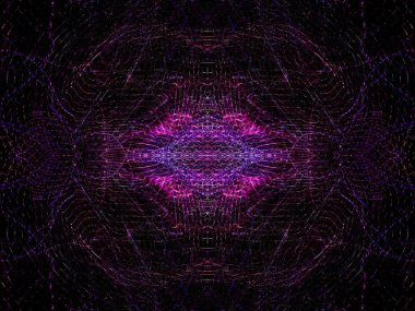 Işık efektleri. Neon parıltısı. Simetri ve yansıma. Şenlik dekorasyonu. Bulanık arkaplan. Parlak doku. Parlak desen.