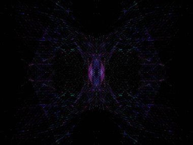 Işık efektleri. Neon parıltısı. Simetri ve yansıma. Şenlik dekorasyonu. Bulanık arkaplan. Parlak doku. Parlak desen.
