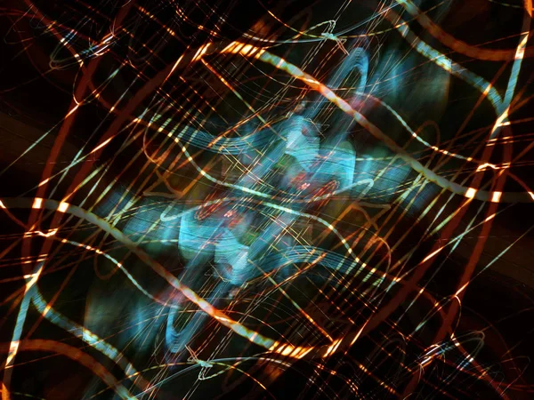 Lekki Obraz Neonowy Blask Symetria Odbicie Świąteczna Dekoracja Abstrakcyjne Niewyraźne — Zdjęcie stockowe