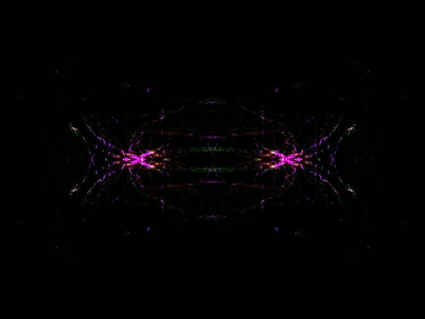 Lichteffecten Neon Gloed Symmetrie Reflectie Feestelijke Versiering Abstracte Wazige Achtergrond — Stockfoto