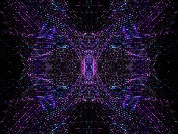 Lichteffekte Neonglühen Symmetrie Und Reflexion Festliche Dekoration Abstrakter Verschwommener Hintergrund — Stockfoto