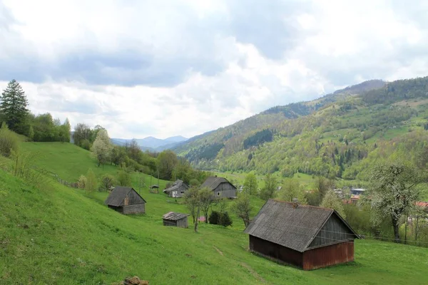 Small Village Carpathians Spring — Stock Photo, Image