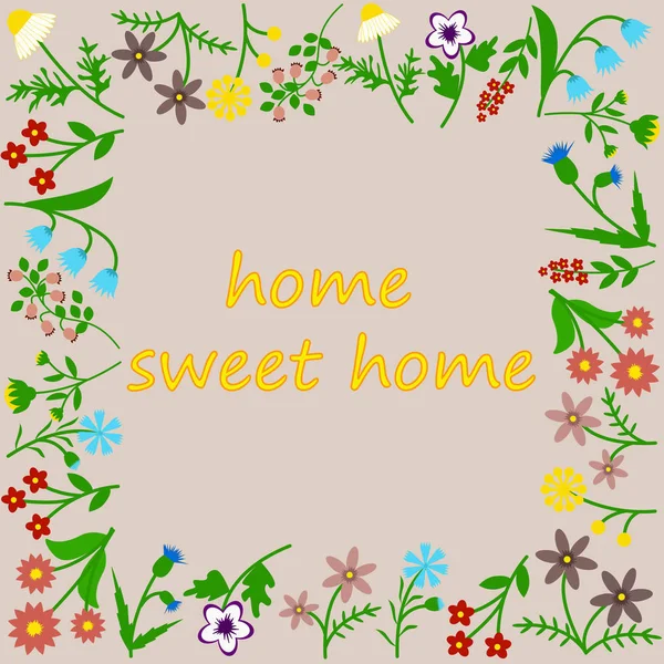 alan çiçekler iyelik kare çerçeve ev, tatlı ev