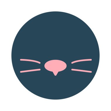 Kedi çizimi. Komik hayvan ikonu. Kedi ağızlığı, yüz. Ambalaj, kağıt ve kumaş için modern tasarım. Elbiseler için yazdır