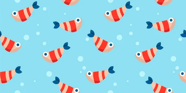 Baby Seamless Pattern Tropical Striped Fish Bubbles Cartoon Flat Design — Stock Vector