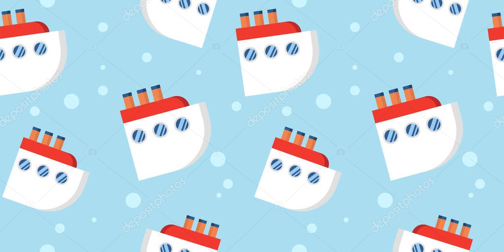 baby seamless pattern with ships and liners. cartoon flat design. cruise. Marine theme. for packaging, paper, fabric. print for clothes