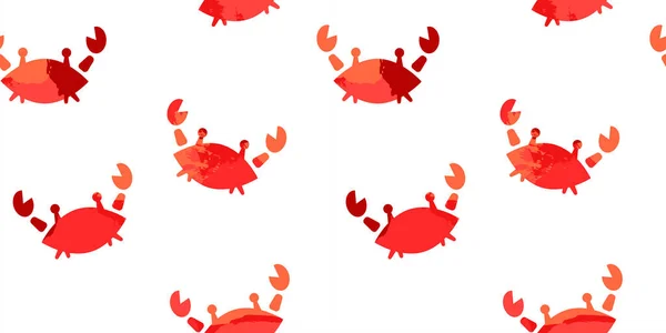 Baby Seamless Pattern Silhouettes Red Crabs Texture Effect Marine Theme — Stock Vector