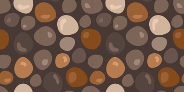 Karanlık bir arka planda soyut çakıl taşları olan kusursuz bir model. renkli taşlar. Ambalaj, kağıt ve kumaş için modern tasarım. Elbiseler için yazdır