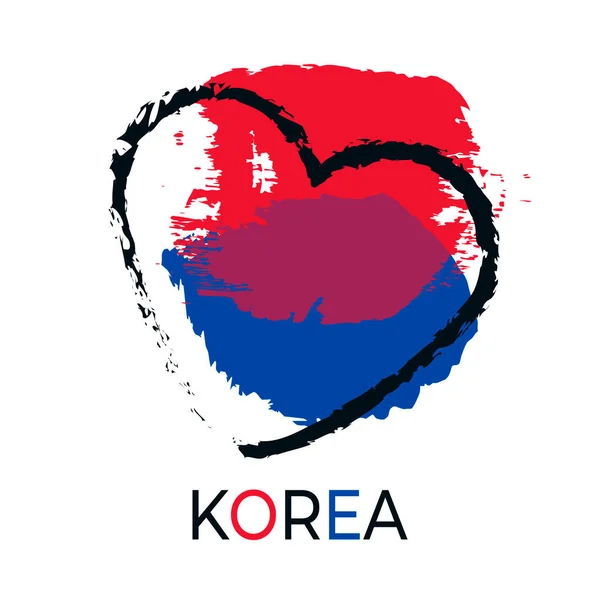 Zuid Korea Vlag Element Aziatische Yin Yang Teken Samenstelling Handgetekend — Stockvector